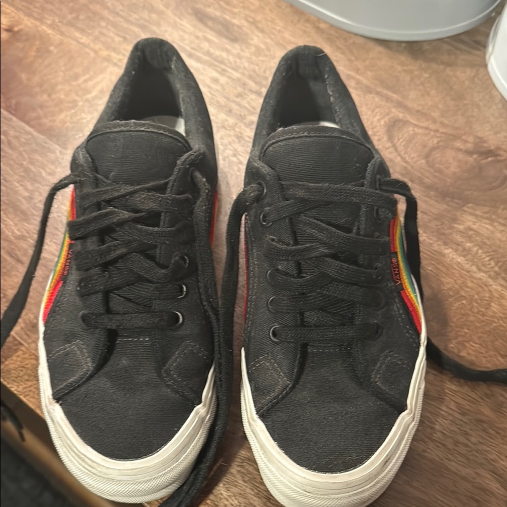 Black Sneakers with Rainbow Stripe